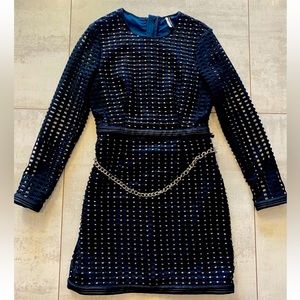 Looking for this dress: TOPSHOP bodycon mesh long sleeve studded dress size 10